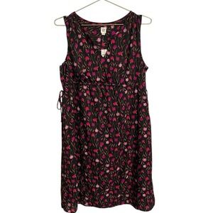 Gap Maternity Dress Small Black Pink Floral Sleeveless Empire Waist V-Neck NWT